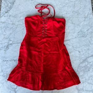 Red Strapless Mini Dress